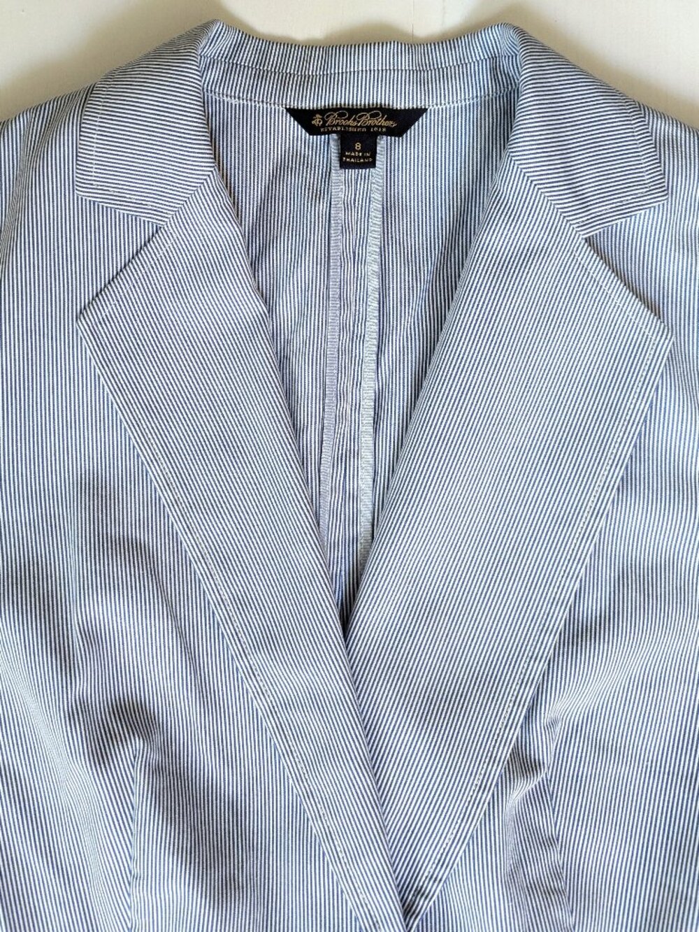 Brooks Brothers Light Blue Seersucker Women's Blazer Striped Work Jacket 8 - Picture 2 of 5